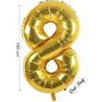 Folyo Balon 8 Rakamı Helyum Balon 100 cm Gold Renk - 8 Yaş Balonu - 8 Rakam Balon - 40 Inch