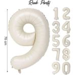 Folyo Balon 9 Rakamı Helyum Balon 76 cm Krem Renk - 9 Yaş Balonu - 9 Rakam Balon - 34 Inch