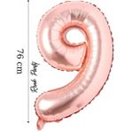 Folyo Balon 9 Rakamı Helyum Balon 76 cm Rose Renk - 9 Yaş Balonu - 9 Rakam Balon - 34 Inch