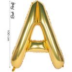 Folyo Balon A Harfi Helyum Balon 100 cm Gold Renk - A Harf Balon - Harf Folyo Balon - 40 Inch