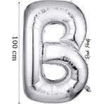 Folyo Balon B Harfi Helyum Balon 100 cm Gümüş Renk - B Harf Balon - Harf Folyo Balon - 40 Inch
