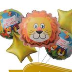Folyo Balon Buket Seti Happy Birthday Aslan Modeli 5'li D.ü 30tl