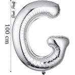 Folyo Balon G Harfi Helyum Balon 100 cm Gümüş Renk - G Harf Balon - Harf Folyo Balon - 40 Inch