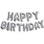 Folyo Balon Happy Birthday Yazısı Gümüş