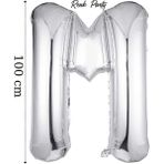 Folyo Balon M Harfi Helyum Balon 100 cm Gümüş Renk - M Harf Balon - Harf Folyo Balon - 40 Inch