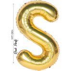 Folyo Balon S Harfi Helyum Balon 100 cm Gold Renk - S Harf Balon - Harf Folyo Balon - 40 Inch