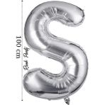 Folyo Balon S Harfi Helyum Balon 100 cm Gümüş Renk - S Harf Balon - Harf Folyo Balon - 40 Inch