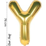 Folyo Balon Y Harfi Helyum Balon 76 cm Gold Renk - Y Harf Balon - Harf Folyo Balon - 34 Inch - Altın