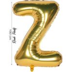 Folyo Balon Z Harfi Helyum Balon 100 cm Gold Renk - Z Harf Balon - Harf Folyo Balon - 40 Inch