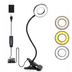 Foneso Adaptörlü Işık Üzerinde Masa Lambası Klipsi, USB Şarj Bağlantı Noktalı 48 LED Okuma Lambası, 3 Renk Modu 10 Parlaklık Seviyesi, Uzun Esnek Gooseneck, Ev, Ofis, Makyaj için Bellek Fonksiyonu