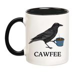 Fonhark - Cawfee Kupası, Karga Kupası, Kuş Kupası, Kuş Aşığı Kupası, Kuş Gözlemciliği Kupası, Cawfee Hediyeleri, 325 ml Yeni Kahve Kupası/Kupası