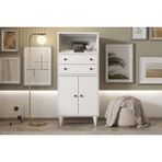 Fonksiyonel Salon Vitrini - Modern Tasarım Çekmeceli Gümüşlük ve Büfe NRG-VTR-1005 - Beyaz