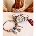 Fonksiyonları Aktif Silver Renk Çelik Kadın Kol Saati+Charm Bileklik