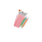 Fontenay Pembe Nail Art Tırnak Süsleme Desen Fırça 15'li ve Dot Kalem Seti 5'li 20 Parça