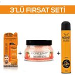 Fontenay Pudra Toz Wax Turuncu 20GR + Face And Body Scrub Çilekli 350ML +Saç Spreyi 2 400ML 3'lü Set