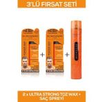 Fontenay Saç Şekillendirici Pudra Toz Wax Ultra Strong Turuncu 20gr X2 + 400ml Saç Spreyi 3'Lü Set