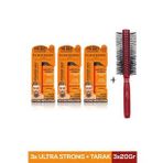 Fontenay Saç Şekillendirici Pudra Toz Wax Ultra Strong Turuncu 20gr X3 + Profesyonel Saç Fırçası 1016 4'lü Set