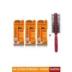 Fontenay Saç Şekillendirici Pudra Toz Wax Ultra Strong Turuncu 20gr X3 + Profesyonel Saç Fırçası 1017 4'lü Set