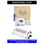 Fontenay Strong 210 Freze Makinesi + 3 Fanlı Toz Toplama Seti, Protez Tırnak, Renkli