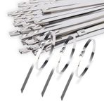 Fonyet Paslanmaz çelik kablo bağı, 300 mm, 100 adet, tekrar kapatılabilir kablo bağı, UV dayanıklı, metal kablo bağı, balkon korkuluğu, dikenli tel onarımı, kablo demeti ve sabit çit için