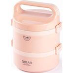 Food 2 Katlı Paslanmaz Çelik Yuvarlak Yemek Taşıma Kabı 1.25L