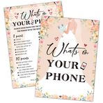 Foosproea Gelin Partisi Oyunları, Telefonunuzda Neler Varsa Düğün Duş Oyun Kartı, Pembe Boho Çiçekli Romantik Nişan/Bekarlığa Veda Partisi Fikirleri Aktiviteler Malzemeleri Dekorasyonlar (30 Kart) - A01