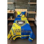 Football Tek Kişilik Kapitoneli Yatak Örtüsü Sarı Lacivert 180X240 Cm