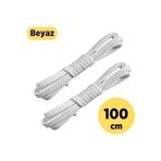 Foottab 100 Cm Beyaz Yassı Mumlu Bağcık, Pamuklu Örme Bot Ayakkabı Bağcığı