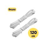 Foottab 120 Cm Beyaz Yassı Mumlu Bağcık, Pamuklu Örme Bot Ayakkabı Bağcığı