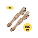 Foottab 150 Cm Bej Yassı Mumlu Bağcık, Pamuklu Örme Bot Ayakkabı Bağcığı