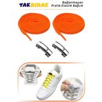 Foottab Takbırak Mıknatıslı Lastikli Ayakkabı Bağcığı, Akıllı Bağcık, Çocuk, Spor Bağcık, Turuncu