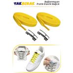 Foottab Takbırak Mıknatıslı Lastikli Ayakkabı Bağcığı, Akıllı Bağcık, Çocuk, Spor Converse Nike Bağcık, Sarı