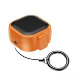 for GALAXY Buds 4 Pro için Entegre LED Şarj Ekranlı ve Kemer veya Çanta Bağlantısı için Metal Karabina Kilitli Kulaklık Kılıfı (Siyah-Turuncu)
