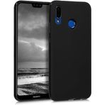 For Huawei P20 Lite ile uyumlu Esnek Silikon Matte Kaymaz Yapı İç Kadife Yüzey Darbe Emici Siyah Telefon Kılıfı (Siyah, Huawei P20 Lite)