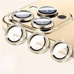 for iPhone 12 Pro Max ile uyumlu Taşlı Diamond Kamera ve Lens Koruyucu 9H Parlak Cam Kamera Lensi (Sarı, iPhone 12 Pro Max)