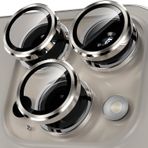 for iPhone 15Pro / 15Promax ile uyumlu Kamera Lens Koruyucu 9H Temperli HD Cam Kamera Koruyucu Metal Darbeye Dayanıklı Çizilmez Kasa (Titanium)