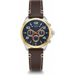 For Motion Erkek Kol Saati Altın ve Gümüş Renk, Siyah Kadran - Şık Deri Kordon, 2 Yıl Garantili - 41 mm - 45 mm
