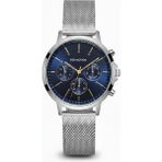 For Motion Erkek Kol Saati Gümüş Renk, Mavi Kadran - Şık Hasır Kordon, 2 Yıl Garantili - 41 mm - 45 mm