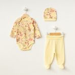 For My Baby Crazy Baby Flowers Body 3'lü Takım - Yenidoğan - Sarı