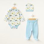 For My Baby Crazy Baby Space Body 3'lü Takım - Yenidoğan - Mavi