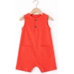 For My Baby Yazlık Cepli Bebek Tulum - Mercan - 3 Ay