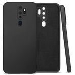 For Oppo A5 2020 - Oppo A9 2020 ile uyumlu Esnek Silikon Matte Kaymaz Yapı İç Kadife Yüzey Darbe Emici Siyah Telefon Kılıfı (Siyah, Oppo A5 2020 - Oppo A9 2020)