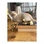 FOR POLYESTER Küçük Dokunuşlar Altın 2’li Kedi Biblo Takım/Kitaplık/ Sehpa Üstü/Raf Kombin/Ev-Ofis Dekor/Dekorasyon