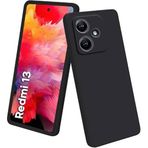 For Redmi 13 modeli ile uyumlu Esnek Silikon Matte Kaymaz Yapı İç Kadife Yüzey Darbe Emici Siyah Telefon Kılıfı