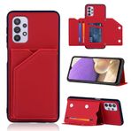 For Samsung Galaxy A32 5G Skin Feel PU + TPU + PC Back Cover Shockproof Case with Card Slots & Holder & Photo Frame(Brown)