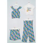For You Kids 4'lü Bluz Tshirt Pantolon Şort Sarı Takım S27739 - 8 - 9 Yaş