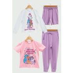 For You Kids 4'lü My Little Ponny Tshirt Şort Pantolon Lila Takım