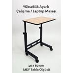 Forada Home & Style Yükseklik Ayarlı Laptop Masası - Çalışma Masası - (40X60 cm) - 40 x 60 - Atlantik Çam - Siyah