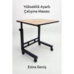 Forada Home & Style Yükseklik Ayarlı Laptop Masası - Extra Geniş Çalışma Masası - (50X70 cm) - 50 x 70 - Atlantik Çam