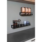 FORADA Metal Mutfak Duvar Rafı Seti, Siyah Elektrostatik Toz Boyalı, 50x12x6 cm ve 36x12x6 cm, 2 Parça, Banyo Koridor Ofis için